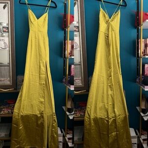 Club L London Yellow/green Spaghetti Strap Maxi Gown new with tags